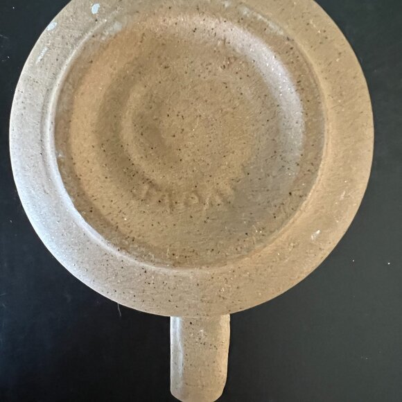 Pair of Vintage Japanese Handcrafted Hand Painted Unglazed & Glazed Pottery Mugs - Picture 12 of 13